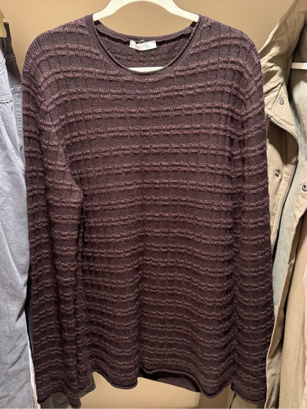 The Row Maveo Sweater in Virgin Wool Men's Textured Crewneck Sweater - Brown